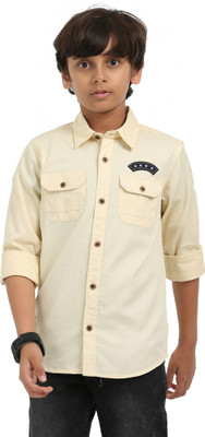 ROCKET SCIENCE Boys Solid Casual Yellow Shirt