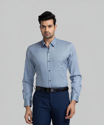 PARK AVENUE Men Self Design Formal Blue Shirt