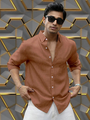 Virast Fashion Men Printed Casual Brown Shirt