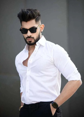 UWR Men Solid Casual White Shirt