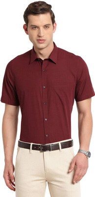 TURTLE Men Solid Formal Maroon Shirt
