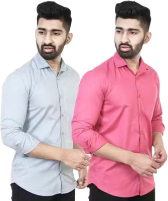 IMPRESIO Men Solid Casual Multicolor Shirt(Pack of 2)