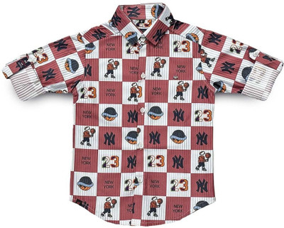 Havok Kids Boys Printed Wedding Maroon Shirt