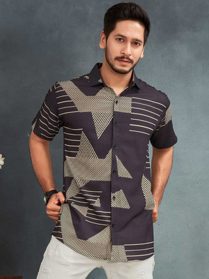 METRONAUT Men Graphic Print Casual Black Shirt