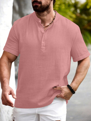 Cloth Factory Men Self Design Straight Kurta(Orange)