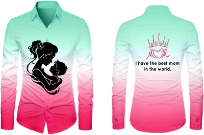 VMENTERPRISE Men Printed Casual Pink Shirt