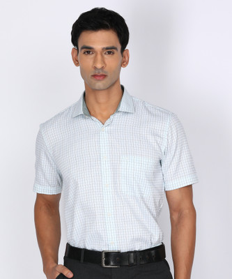 PETER ENGLAND Men Checkered Formal Green Shirt