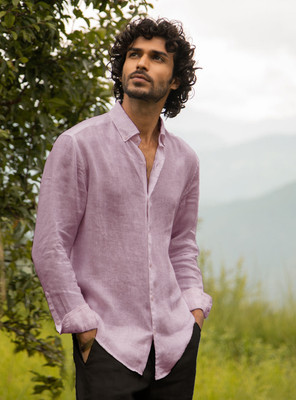 SOLSTICE Men Solid Casual Pink Shirt