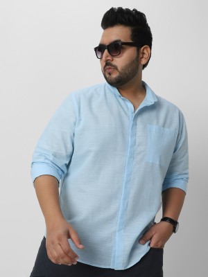 Urbano Plus Men Solid Casual Light Blue Shirt