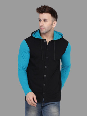 HouseOfCommon Men Self Design Casual Black, Light Green Shirt