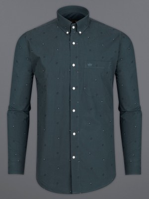 french crown Men Printed Casual Dark Green, White, Black Shirt