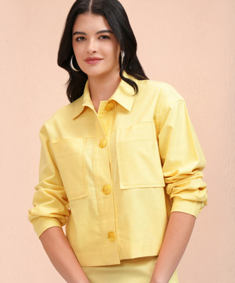 Tokyo Talkies Women Solid Casual Yellow Shirt