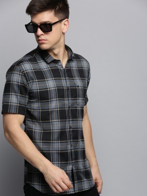 Showoff Men Checkered Casual Grey Shirt