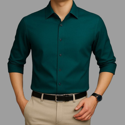 SUNCLOTHING Men Solid Formal Blue Shirt