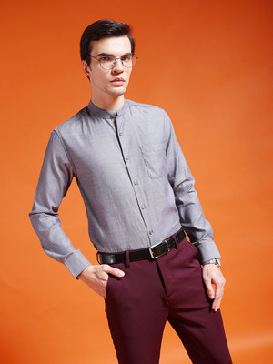 The Indian Garage Co. Men Solid Formal Grey Shirt