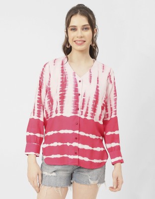 moomaya Women Dyed/Ombre Casual Pink, Red Shirt