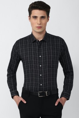 VAN HEUSEN Men Checkered Formal Black Shirt