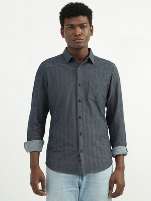 United Colors of Benetton Men Printed Casual Grey Shirt