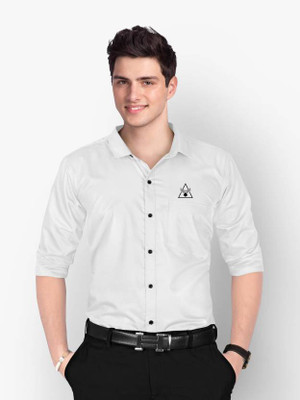 Marmic Fab Men Solid Formal White Shirt