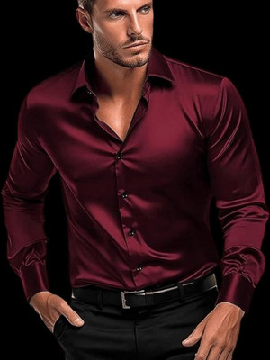 BROCON Men Solid Party Maroon Shirt
