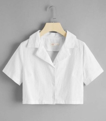 indicare Women Solid Casual White Shirt