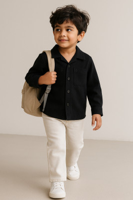 TALES & STORIES Baby Boys Solid Casual Black Shirt