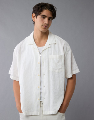 American Eagle Men Self Design Casual White Shirt