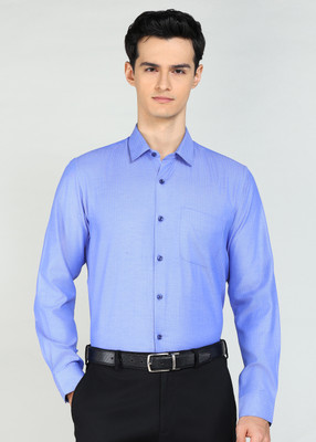 PETER ENGLAND Men Self Design Formal Blue Shirt