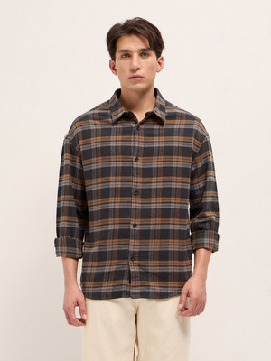THE BEAR HOUSE Men Checkered Casual Brown Shirt