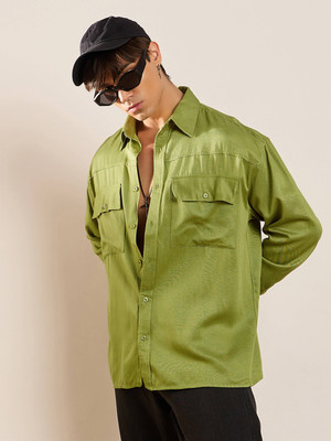 MASCLN SASSAFRAS Men Solid Casual Green Shirt