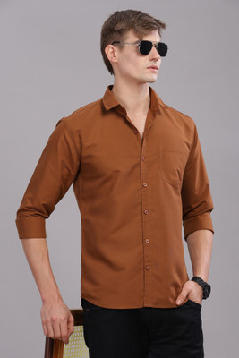 Uzmax Men Solid Formal Brown Shirt