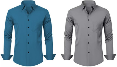 SOLVYN Men Solid Casual Multicolor Shirt(Pack of 2)