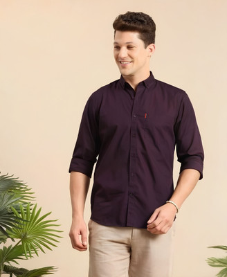 fullmart Men Solid Formal Maroon Shirt