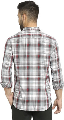 BASICS Men Checkered Casual Grey Shirt