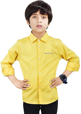 crane Boys Solid Casual Yellow Shirt