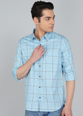 WROGN Men Checkered Casual Light Blue Shirt