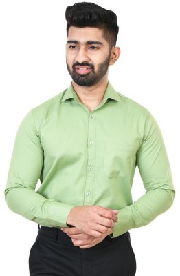 El Senor Men Solid Formal Light Green Shirt