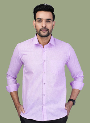 RENOUX Men Solid Formal Purple Shirt