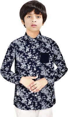 The Crane Boys Self Design Casual Blue, White Shirt