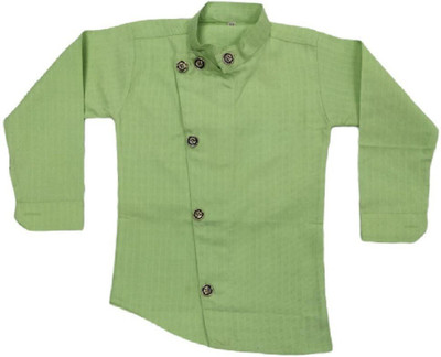 FASHION GRAB Boys Solid Casual Light Green Shirt