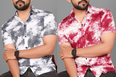 Voroxy Men Dyed/Ombre Casual Multicolor Shirt(Pack of 2)