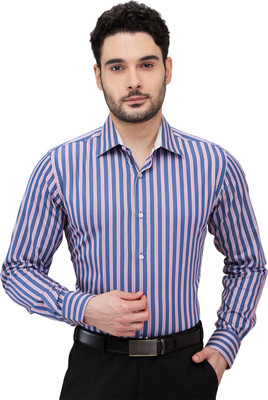 Raymond Men Striped Formal Blue Shirt