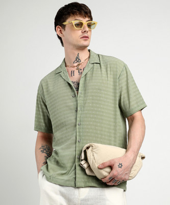 CAMPUS SUTRA Men Printed Casual Green Shirt