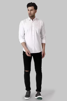 JIGGSTER STORE Men Solid Casual White Shirt