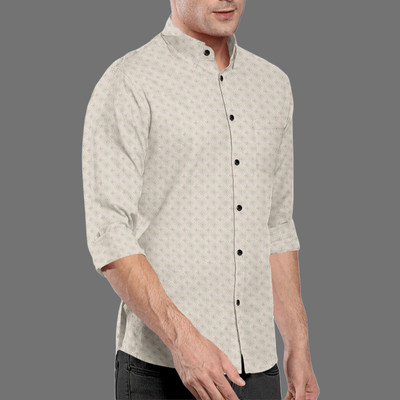 CLOSWIF CREATIONS Men Solid Casual Beige Shirt