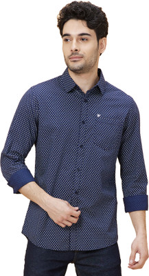 BEING HUMAN Men Printed Casual Dark Blue Shirt
