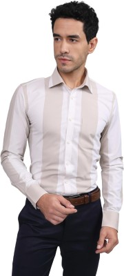 LOUIS STITCH Men Striped Formal Brown Shirt