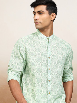 HIGHLANDER Men Printed Casual Green Shirt