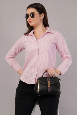EVERSOFT FLOW Women Striped Casual Pink Shirt