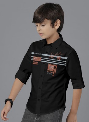 STUD APPARELS Boys Printed Casual Black Shirt